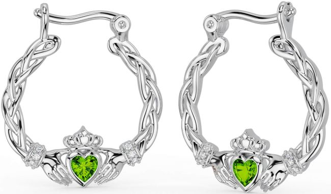 Elmas Peridot Gümüş Kelt Claddagh inci Sallanmak Küpeler