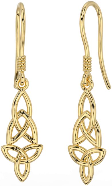 Gold Celtic Trinity Knot Dangle Earrings