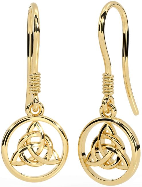 Gold Celtic Trinity Knot Dangle Earrings