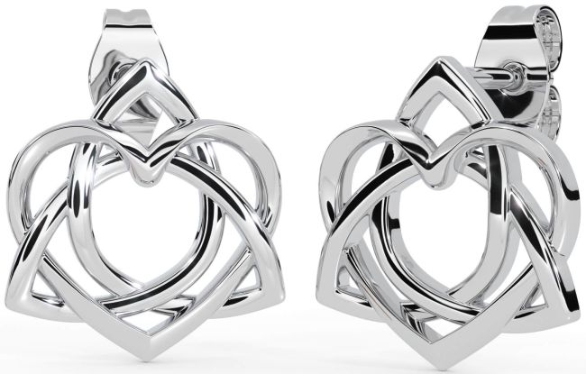 Treime celtică de argint Cercei Knot Heart Stud