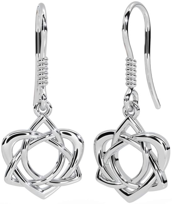 Silver Celtic Trinity Knot Heart Dangle Earrings