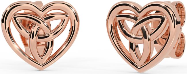 Rose Gold Silver Celtic Trinity Knot Heart Stud Earrings