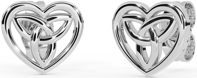 Silver Celtic Trinity Knot Heart Stud Earrings