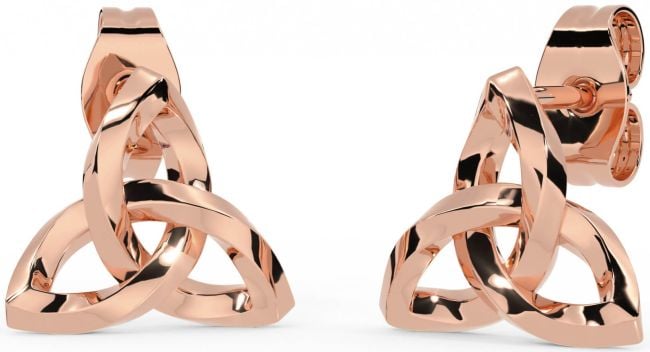 Rose Gold Silver Celtic Trinity Knot Stud Earrings