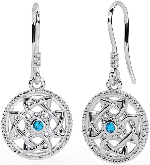 Topaz Silver Celtic Dangle Earrings