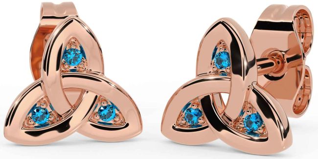 Topaz Rose Gold Silver Celtic Trinity Knot Stud Earrings