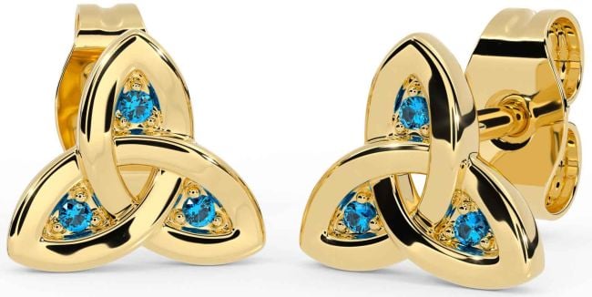 Topaz Gold Silver Celtic Trinity Knot Stud Earrings