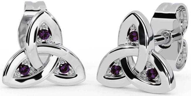 Alexandrite Silver Celtic Trinity Knot Stud Earrings