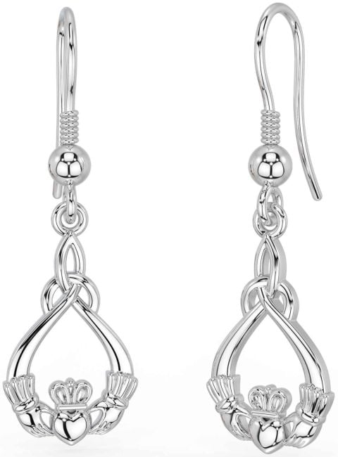 Argento Claddagh Penzolare Orecchini