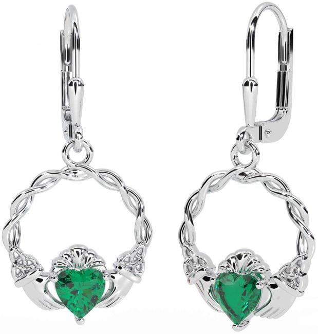 Celtic de argint smarald Claddagh Trinity Knot Dangle Cercei