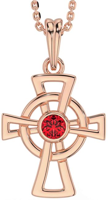 Ruby Rose Gold Silver Celtic Cross Necklace