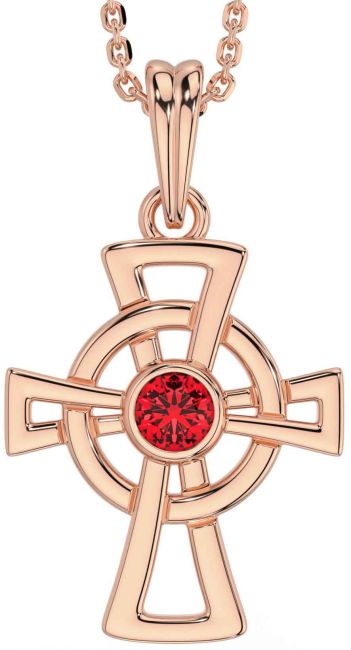 Ruby Rose Gold Celtic Cross Necklace