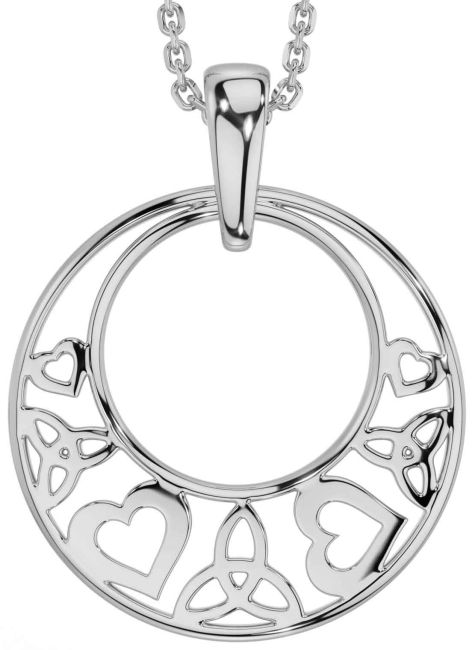 Silver Celtic Trinity Knot Heart Necklace