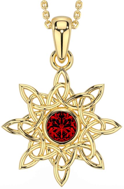 Garnet Gold Silver Celtic Necklace