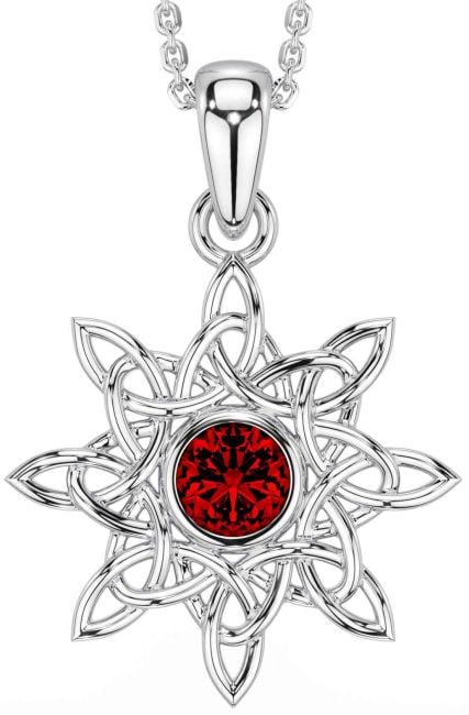 Garnet Silver Celtic Necklace