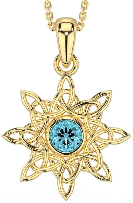 Aquamarine Gold Celtic Necklace