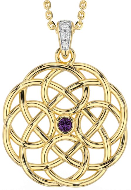 Diamond Alexandrite Gold Silver Celtic Necklace