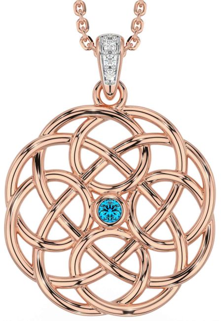 Diamond Topaz Rose Gold Celtic Necklace