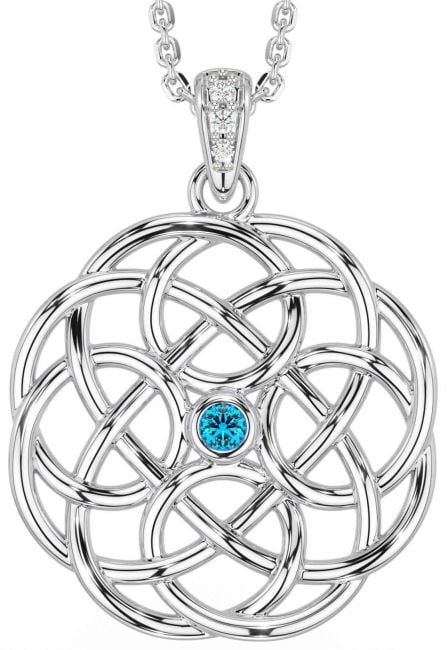 Diamond Topaz Silver Celtic Necklace