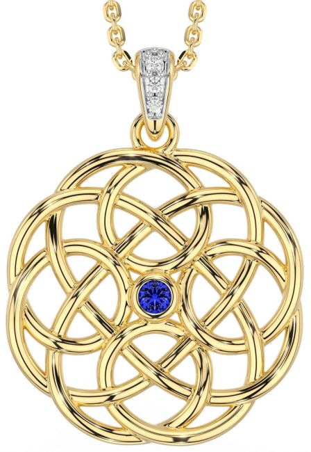 Diamond Sapphire Gold Celtic Necklace