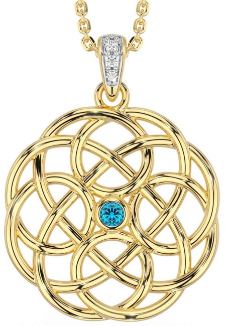 Diamond Topaz Gold Celtic Necklace