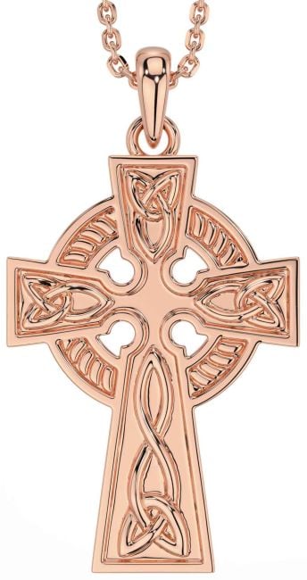 Rose Gold Silver Celtic Cross Trinity Knot Necklace