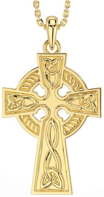 Gold Silver Celtic Cross Trinity Knot Necklace