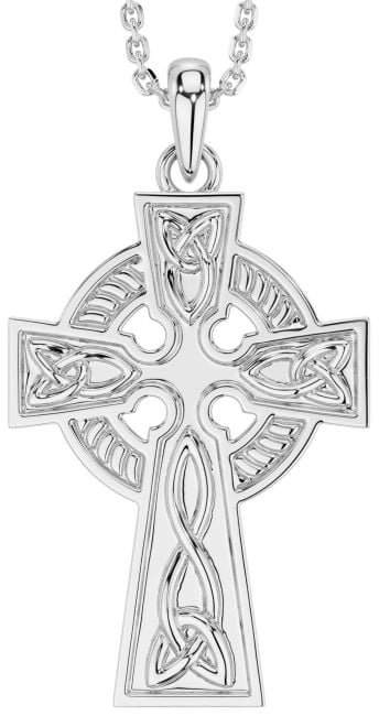 Silver Celtic Cross Trinity Knot Necklace