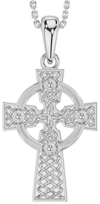 White Gold Celtic Cross Necklace