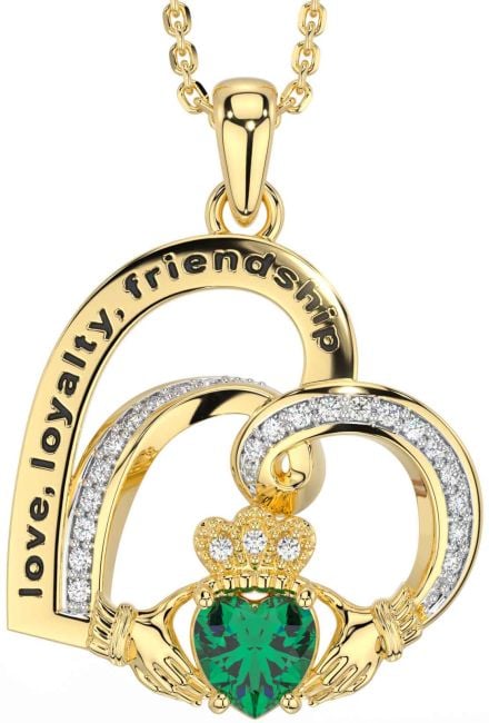 Diamond Emerald Gold Celtic Claddagh Heart Irish 