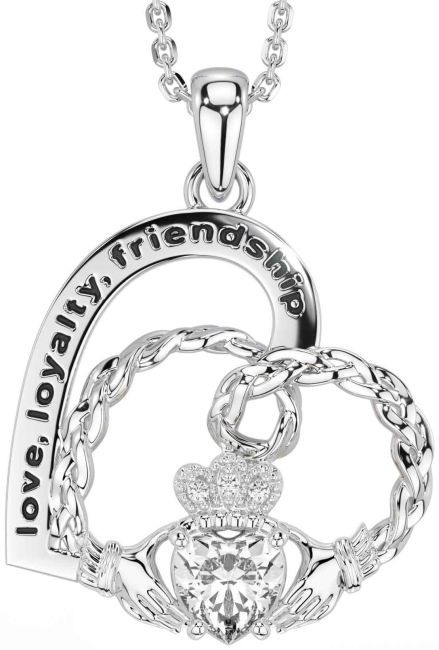 Diamond Silver Celtic Claddagh Heart Irish 