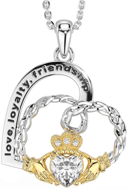 Diamond Gold Silver Celtic Claddagh Heart Irish 