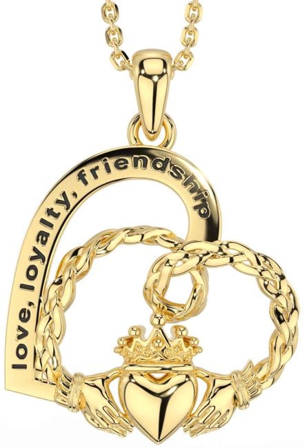 Gold Silver Celtic Claddagh Heart Necklace