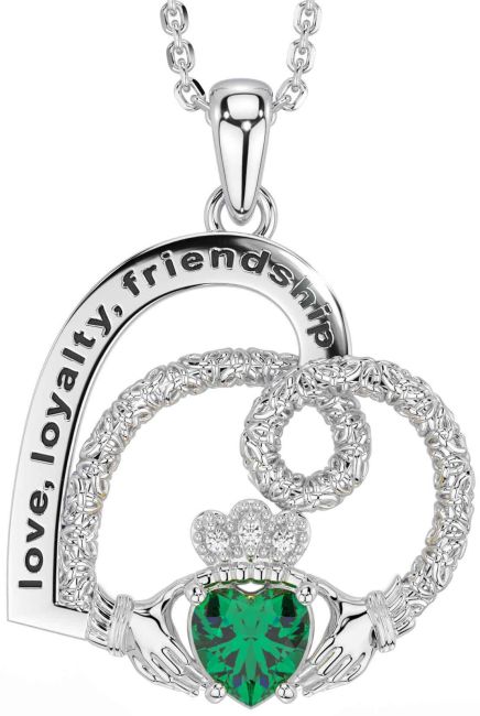 Diamond Emerald Silver Celtic Claddagh Heart Irish 
