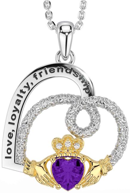 Diamond Amethyst Gold Silver Celtic Claddagh Heart Irish 
