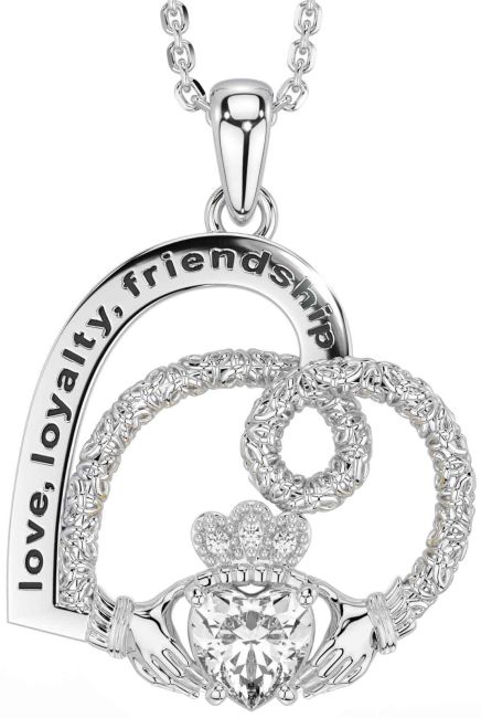 Diamond White Gold Celtic Claddagh Heart Irish 