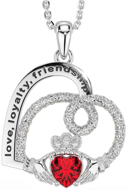 Diamond Ruby White Gold Celtic Claddagh Heart Irish 