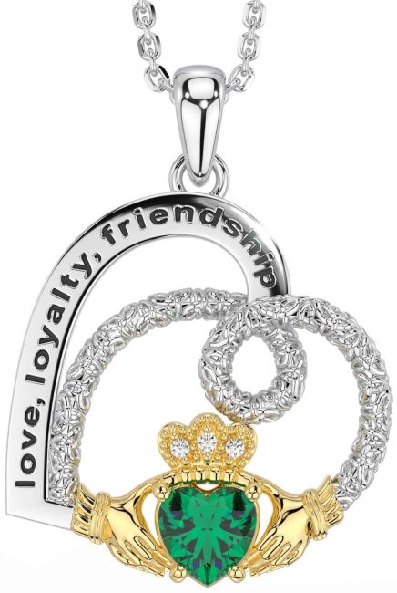 Diamond Emerald White Yellow Gold Celtic Claddagh Heart Irish 