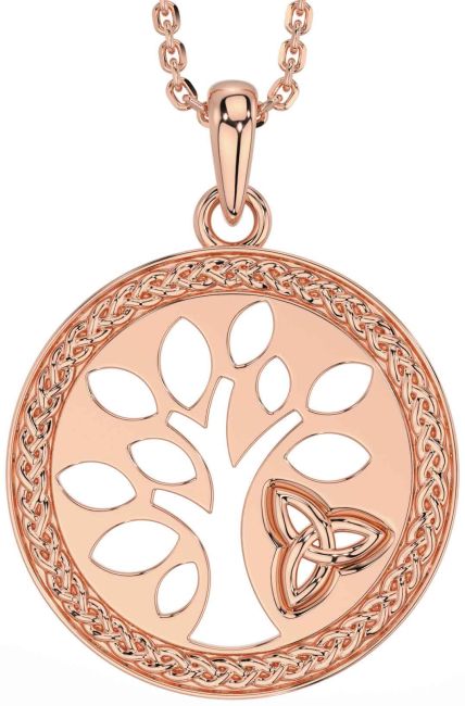 Rose Gold Celtic Tree of Life Trinity Knot Necklace