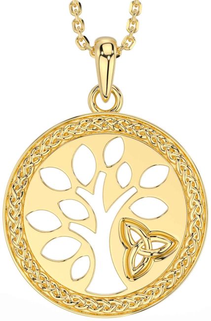 Gold Celtic Tree of Life Trinity Knot Necklace