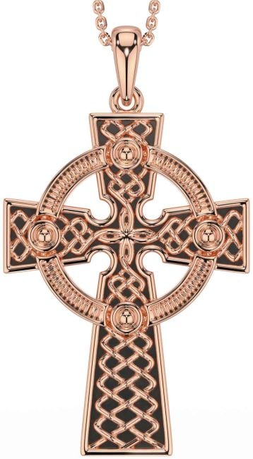 Rose Gold Black Rhodium Celtic Cross Necklace