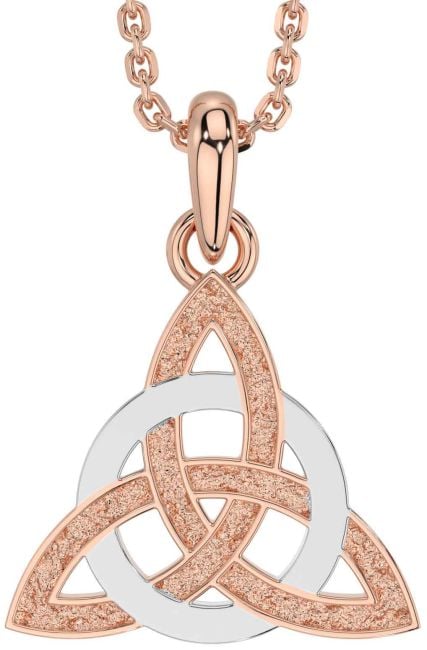 Rose Gold Silver Celtic Trinity Knot Necklace