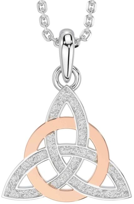 White Rose Gold Celtic Trinity Knot Necklace