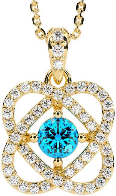 Diamond Topaz Gold Silver Celtic Necklace