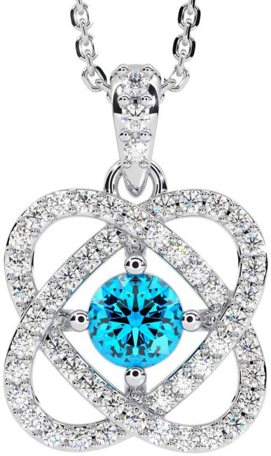 Diamond Topaz White Gold Celtic Necklace