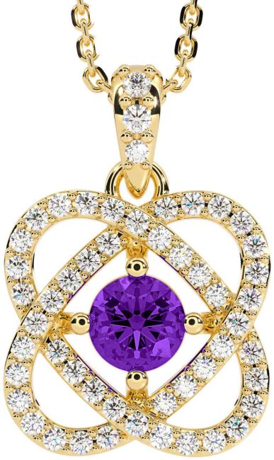 Diamond Amethyst Gold Celtic Necklace