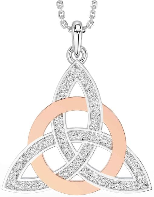 Rose Gold Silver Celtic Trinity Knot Necklace