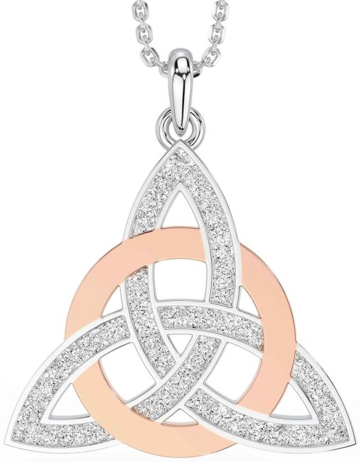 Rose Gold Silver Celtic Trinity Knot Necklace