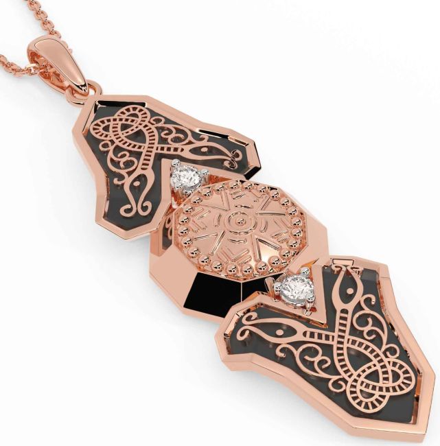 Diamond Rose Gold Silver Black Rhodium Celtic Warrior Necklace