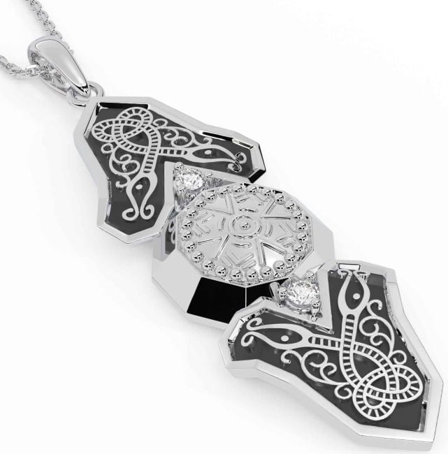 Diamond Silver Black Rhodium Celtic Warrior Necklace